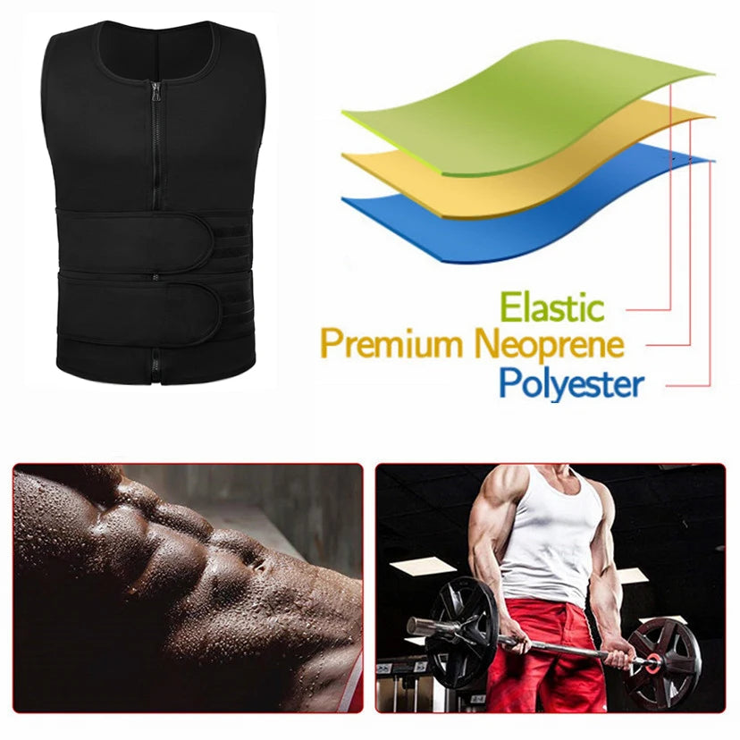 Men’s Sauna Vest Waist Trainer – Double-Belt Compression Shapewear
