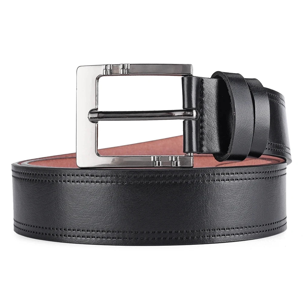 Men’s Genuine Leather Belt — Classic Buckle, Casual & Business