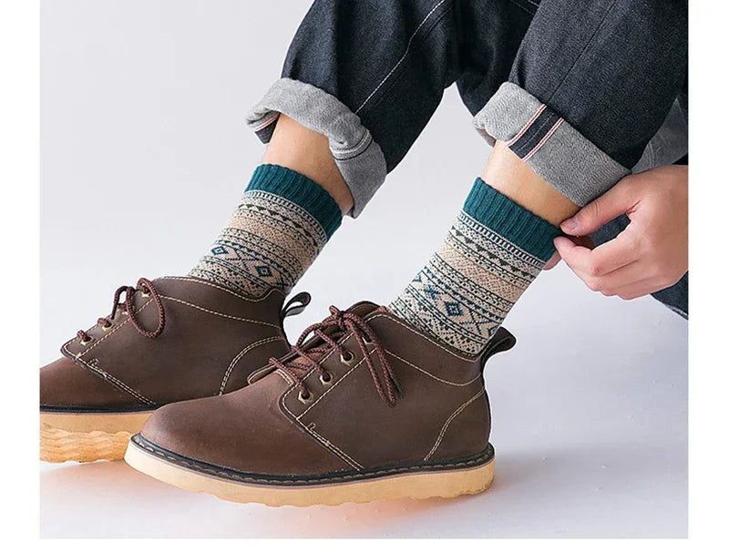 Men’s Thick Wool-Blend Winter Socks – Vintage Boot Socks (Double-Layer)