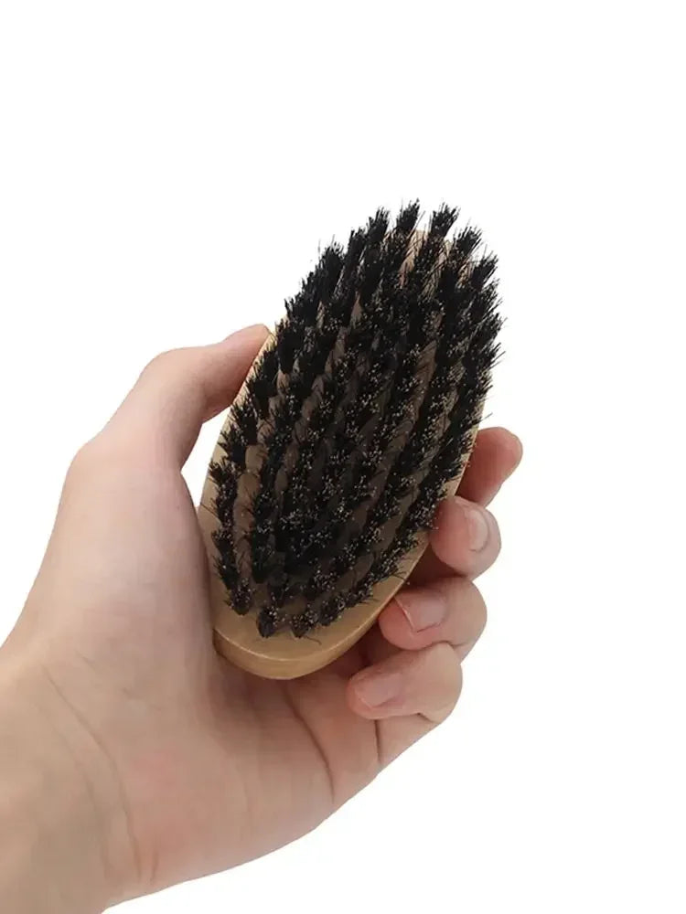 Wooden Hair & Beard Brush for Men — Natural Boar Bristle