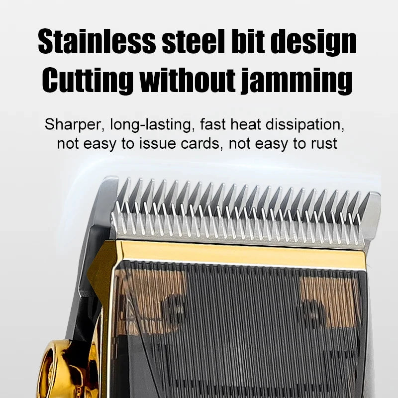 Metal Rechargeable Professional Barber Shop Hair Cutting Set – Clippers, Trimmer & Foil Shaver (Gold/Black, 3 pcs)