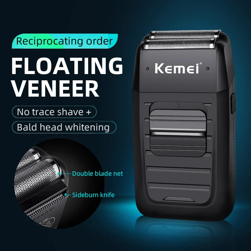 Kemei KM-1102 Cordless Foil Shaver – Twin-Head, Rechargeable, Trimmer