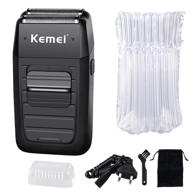 Kemei KM-1102 Cordless Foil Shaver – Twin-Head, Rechargeable, Trimmer