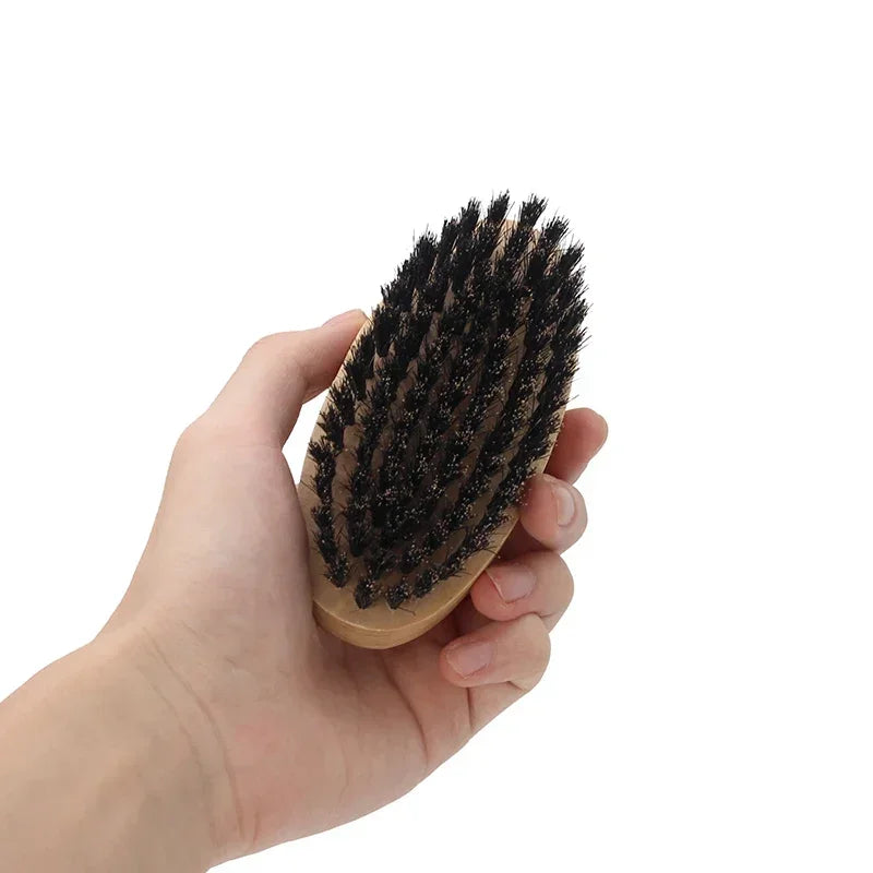 Wooden Hair & Beard Brush for Men — Natural Boar Bristle