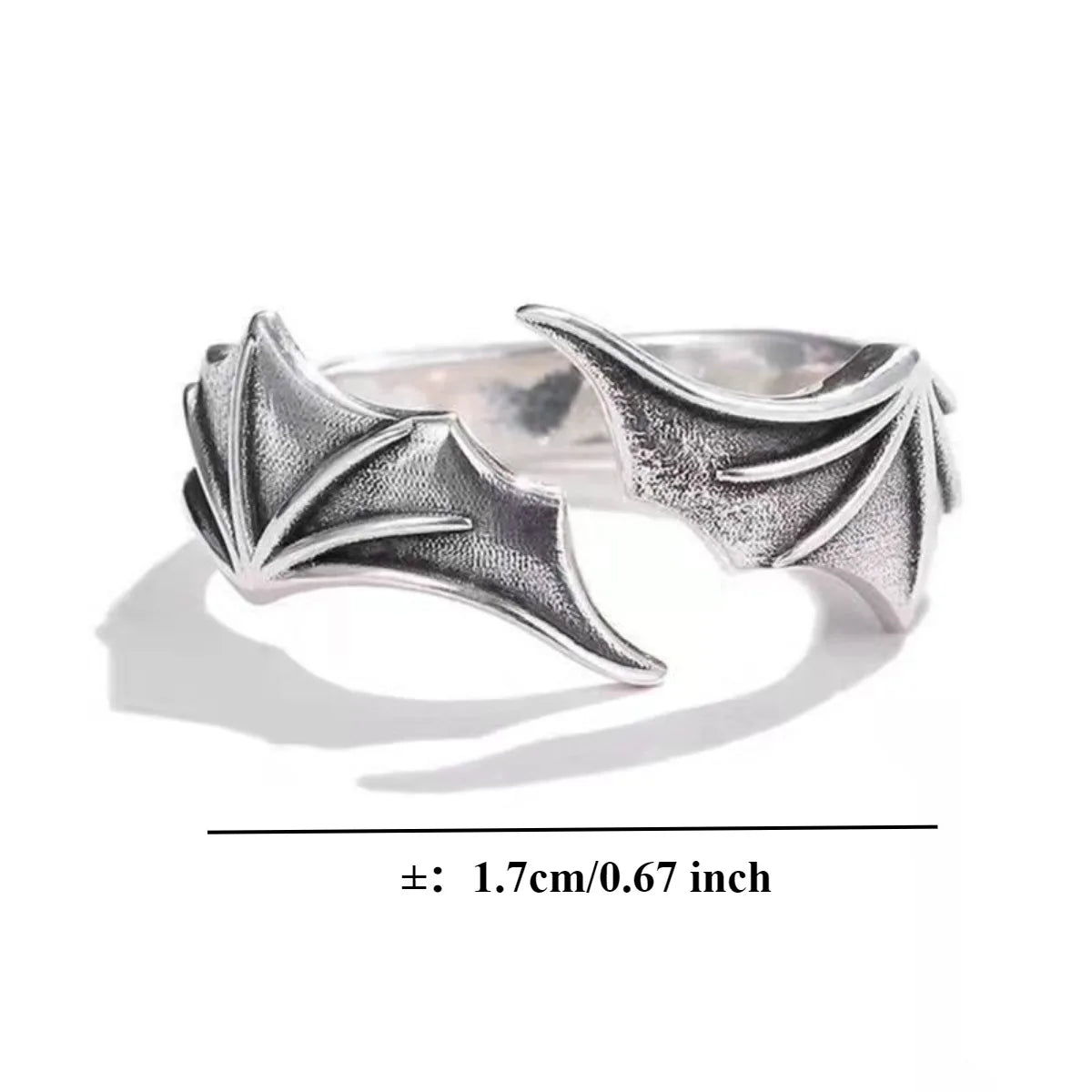 Vintage Angel Wing & Demon Eye Adjustable Ring – Unisex Retro Silver Alloy