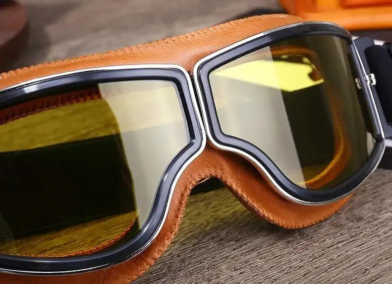 Retro Folding Motorcycle Goggles — Windproof Helmet Glasses