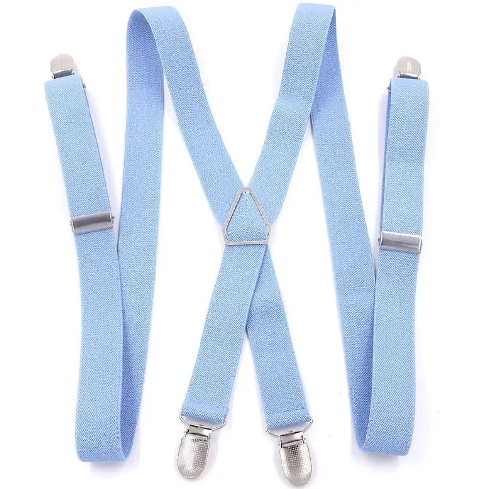 2.5 cm Wide Elastic Suspenders with 4 Clips – Adjustable Braces (Adults & Kids)
