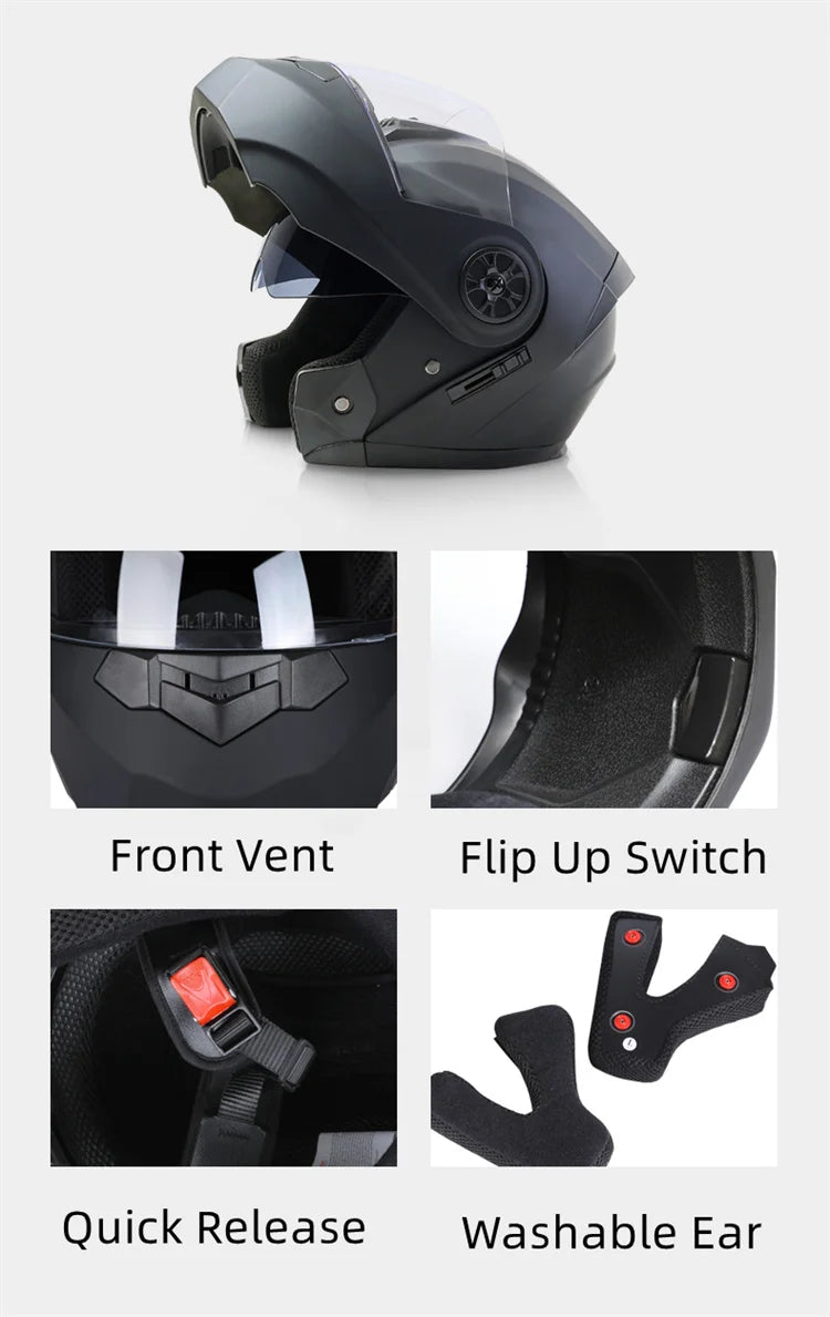 Modular Dual-Visor Motorcycle Helmet – Flip-Up Full Face (Unisex)
