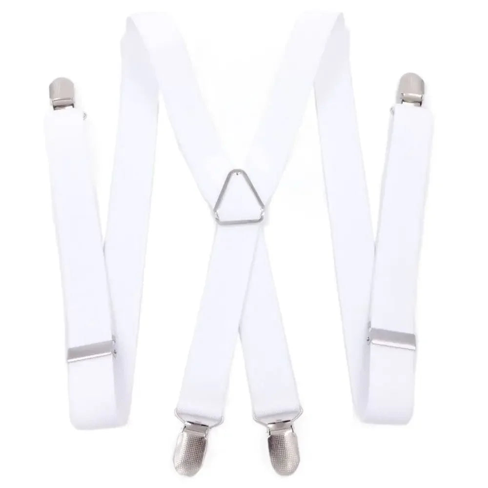 2.5 cm Wide Elastic Suspenders with 4 Clips – Adjustable Braces (Adults & Kids)
