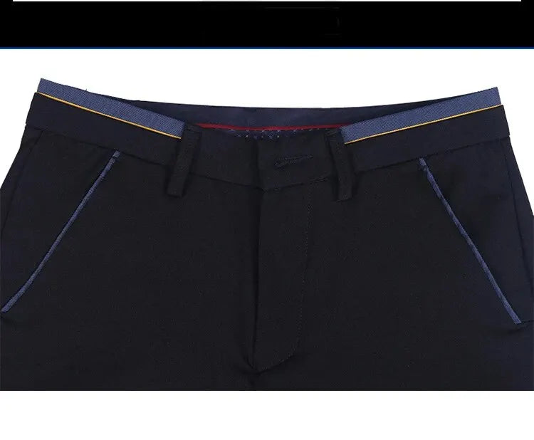 Men’s Elastic Straight Suit Pants — Business Casual Trousers