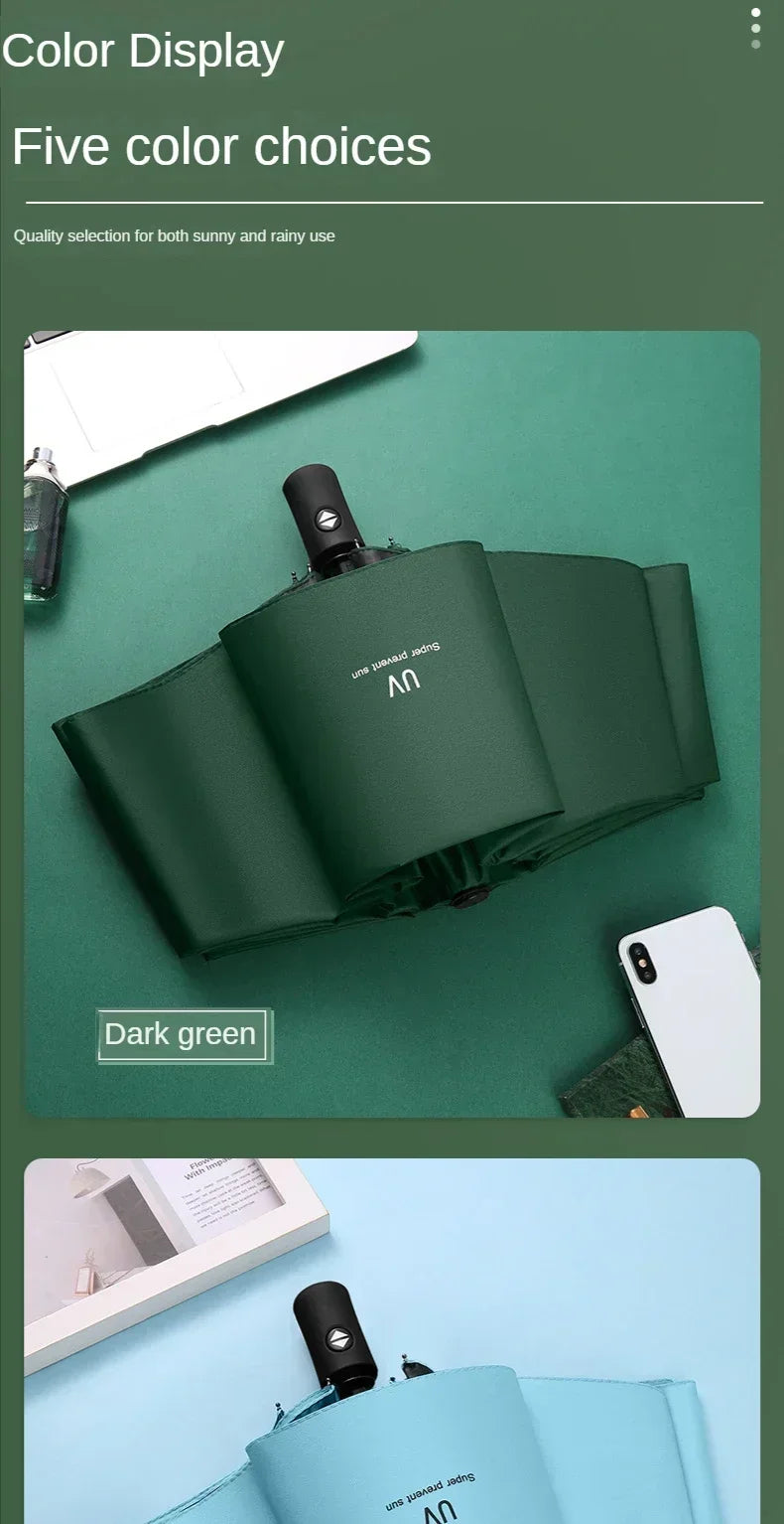 Mini Folding Automatic Umbrella – Windproof UV Protection, Portable for Men & Women