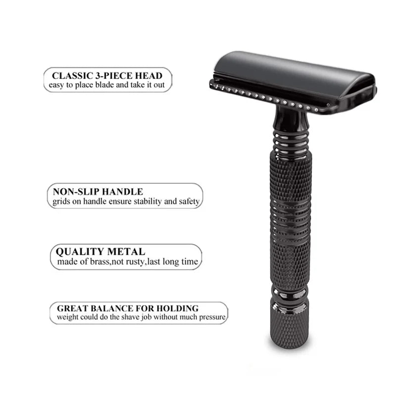 Classic Double-Edge Safety Razor — Anti-Slip Handle