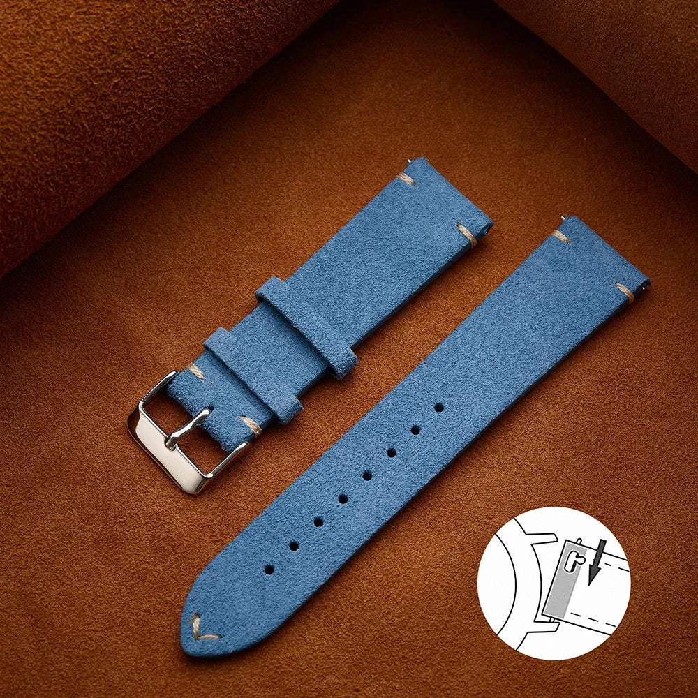 Unisex Quick-Release Suede Watch Strap – Brown Calfskin (14/16/18/20/22 mm)