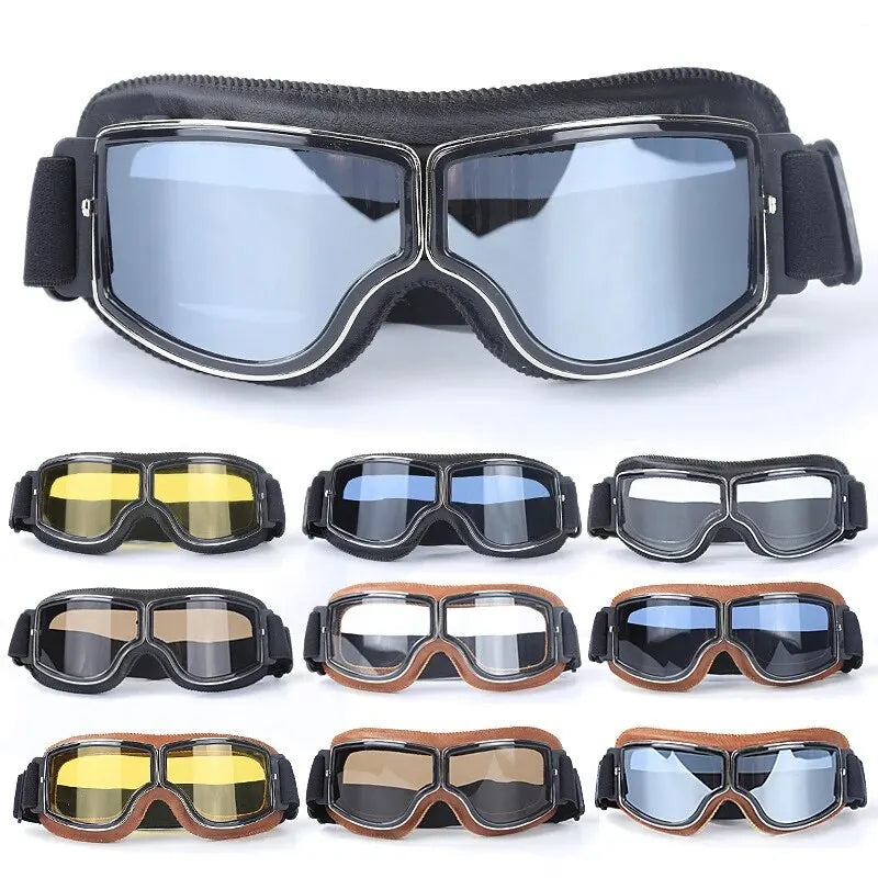 Retro Folding Motorcycle Goggles — Windproof Helmet Glasses