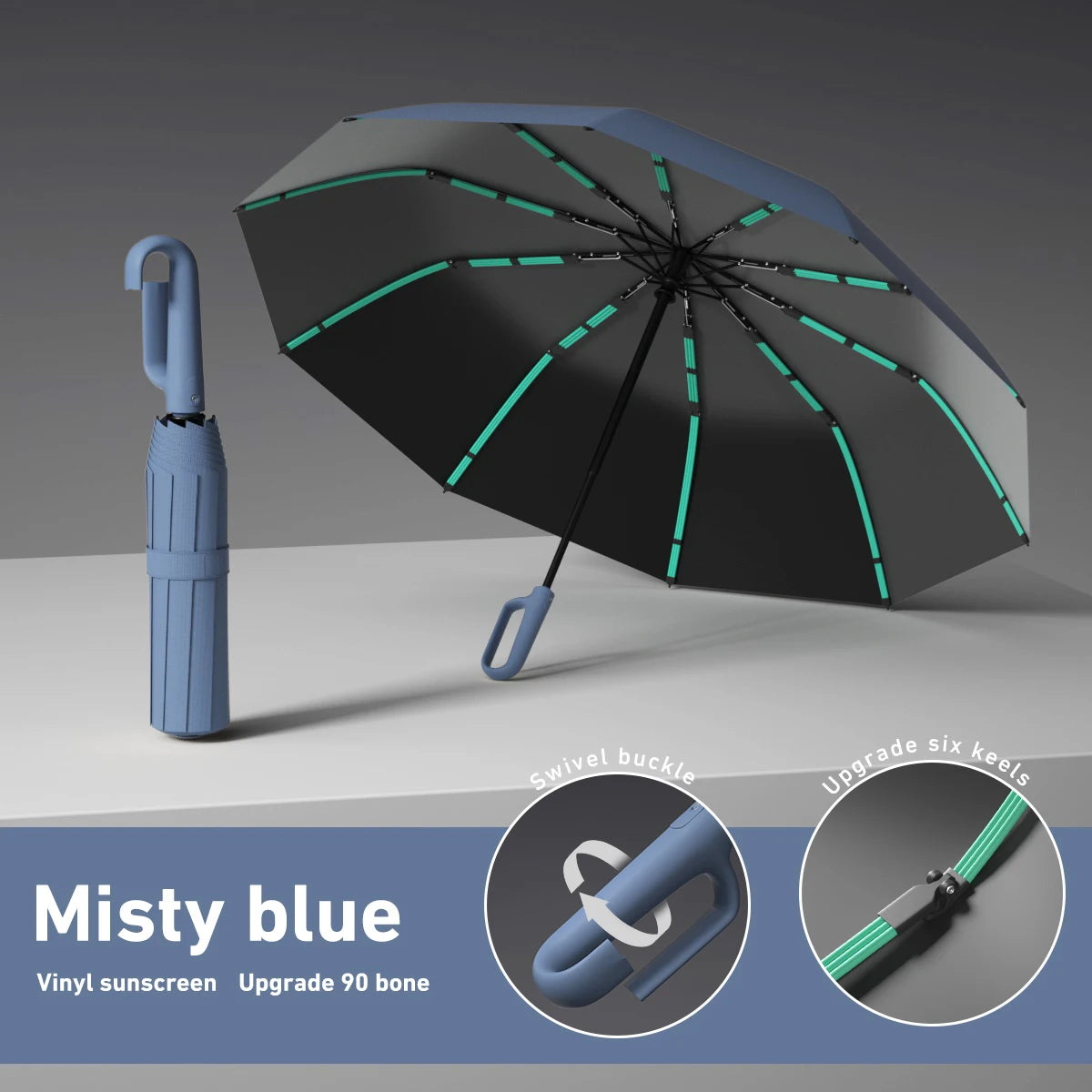 Compact Windproof Automatic Folding Umbrella – Double-Layer, One-Hand Open/Close