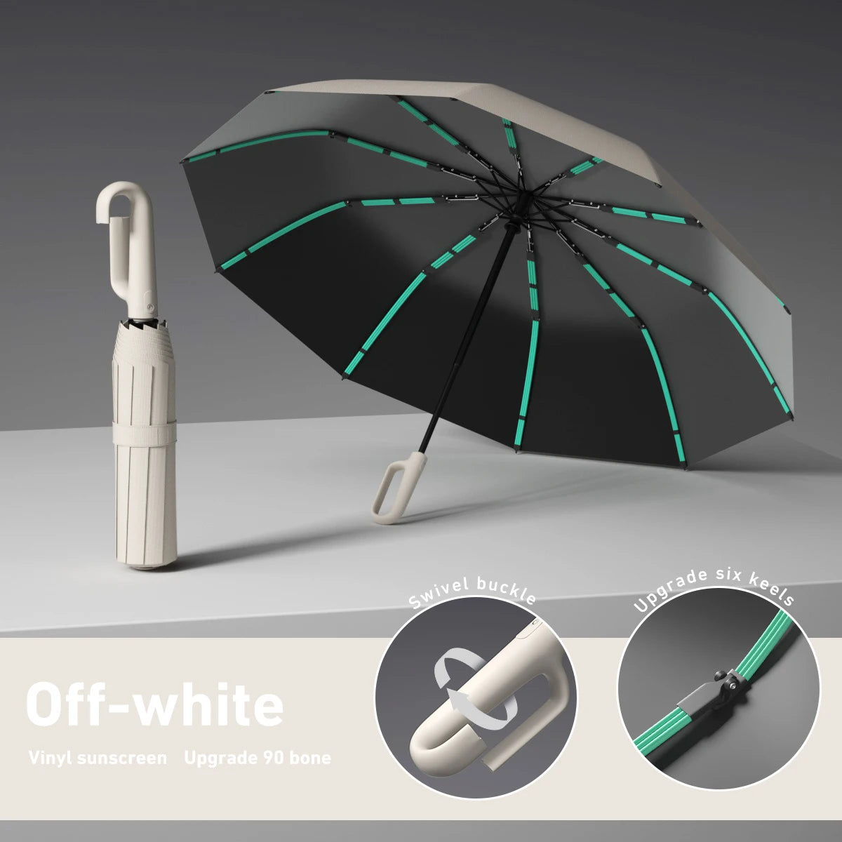 Compact Windproof Automatic Folding Umbrella – Double-Layer, One-Hand Open/Close
