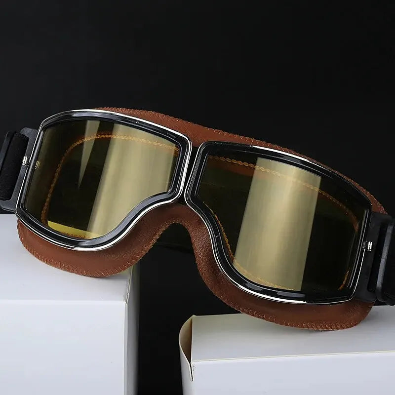 Retro Folding Motorcycle Goggles — Windproof Helmet Glasses