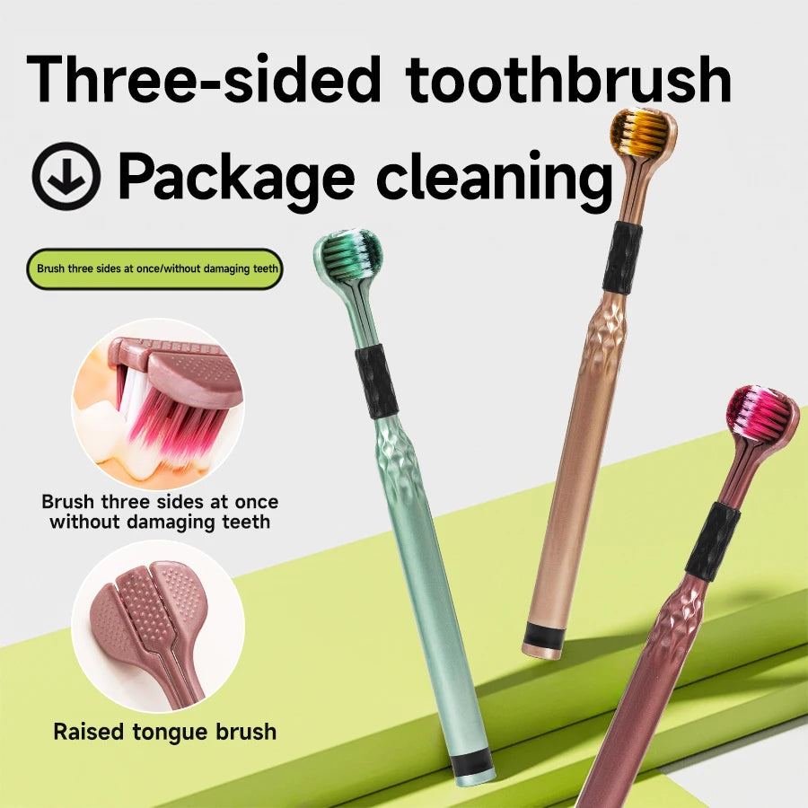 3D Three-Sided Manual Toothbrush — 6 pcs Set
