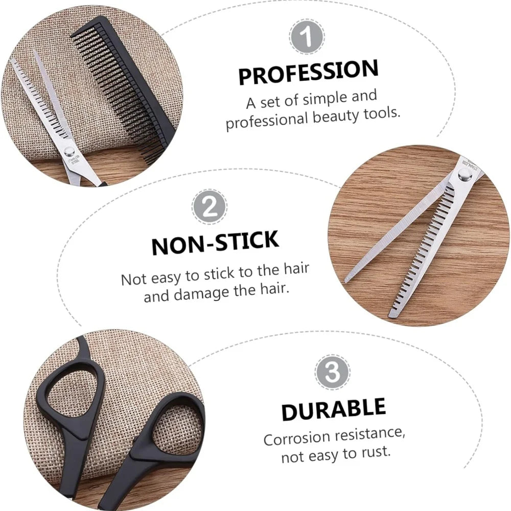 Hairdressing Scissors Kit 3 Pcs – Professional Hair Cutting & Thinning Tools for Men