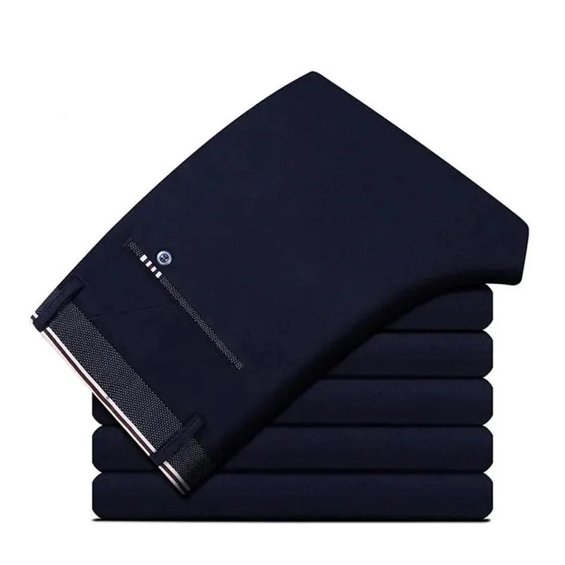Men’s Elastic Straight Suit Pants — Business Casual Trousers