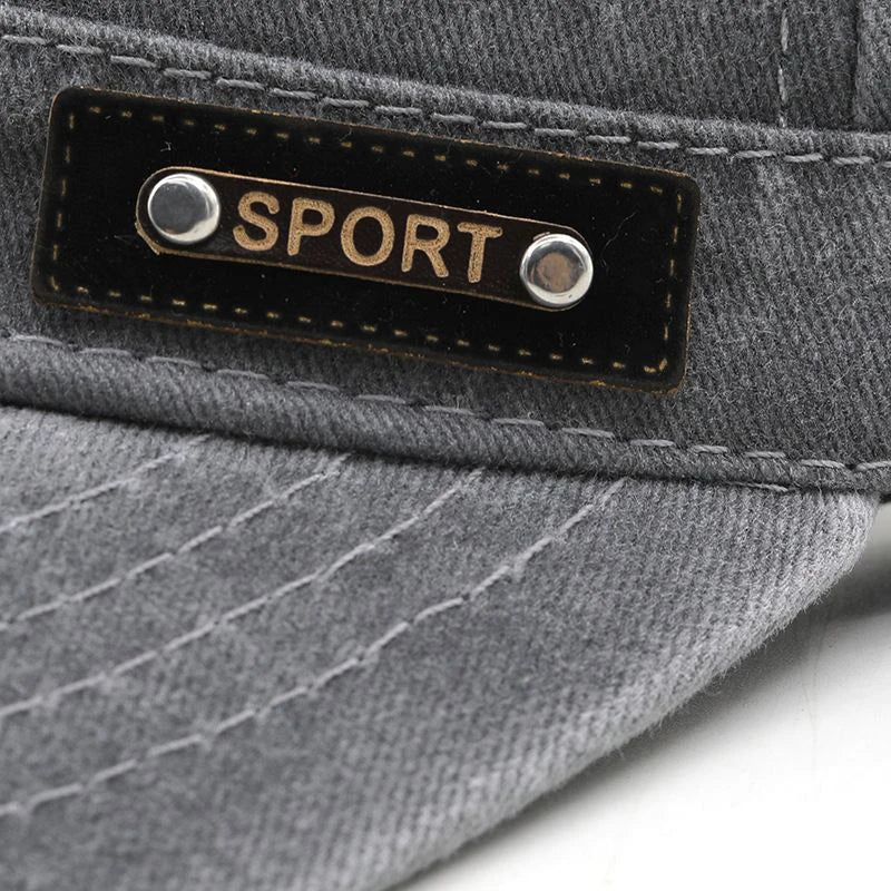 Men’s Cotton Military Cap — Flat Top, Sun-Proof, Washable