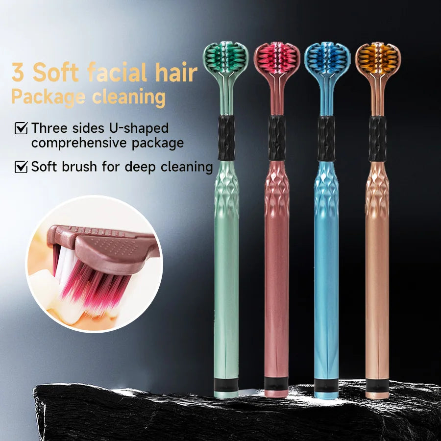 3D Three-Sided Manual Toothbrush — 6 pcs Set