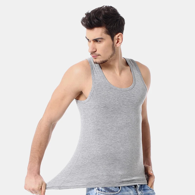 Men’s Solid Color Cotton Vest – Slim Fit Four Seasons Sports & Casual Tank