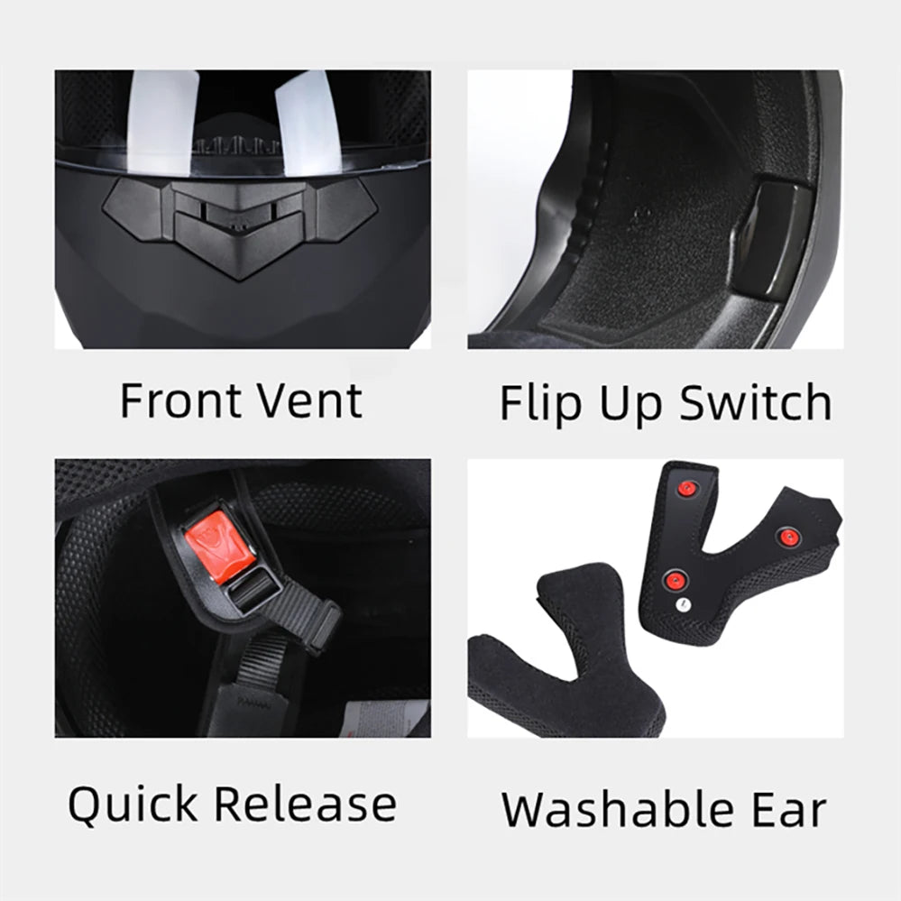 Modular Dual-Visor Motorcycle Helmet – Flip-Up Full Face (Unisex)