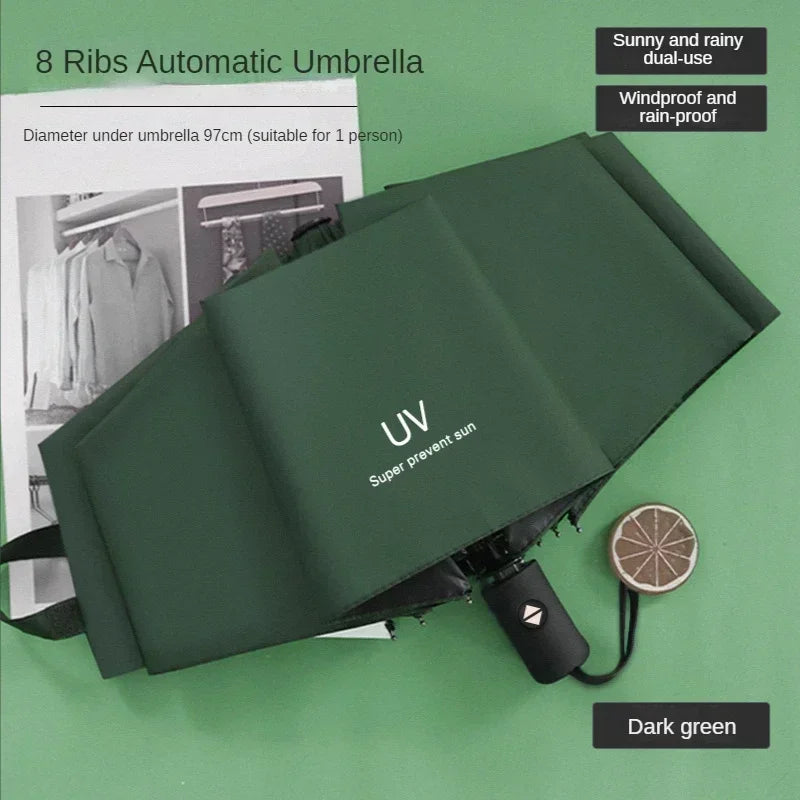 Mini Folding Automatic Umbrella – Windproof UV Protection, Portable for Men & Women