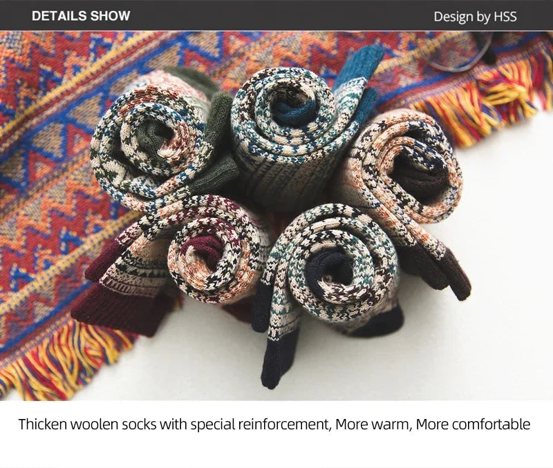 Men’s Thick Wool-Blend Winter Socks – Vintage Boot Socks (Double-Layer)