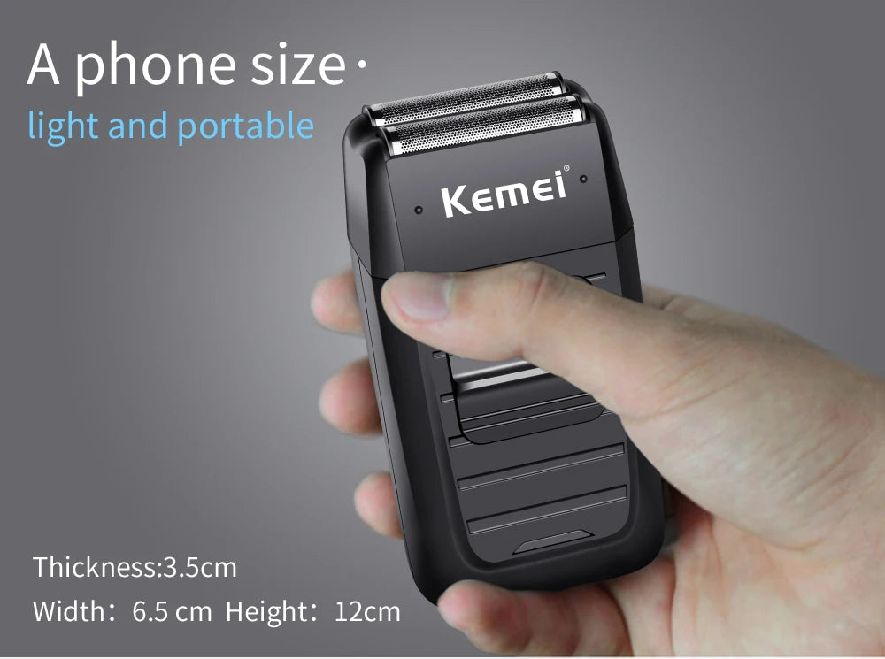 Kemei KM-1102 Cordless Foil Shaver – Twin-Head, Rechargeable, Trimmer