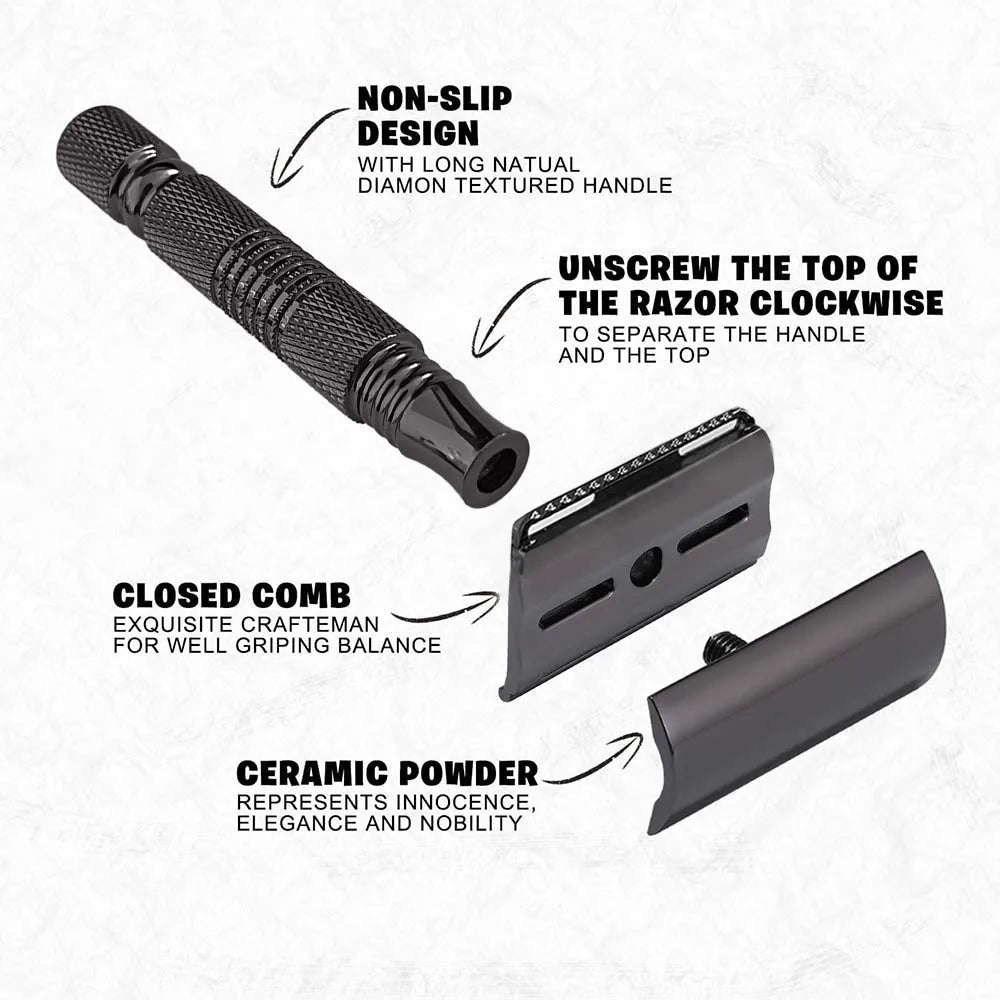 Classic Double-Edge Safety Razor — Anti-Slip Handle