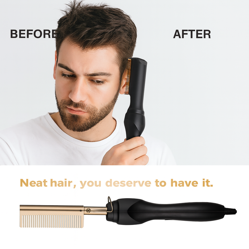 2 in1 Hot Comb Hair Straightener & Beard Press Comb