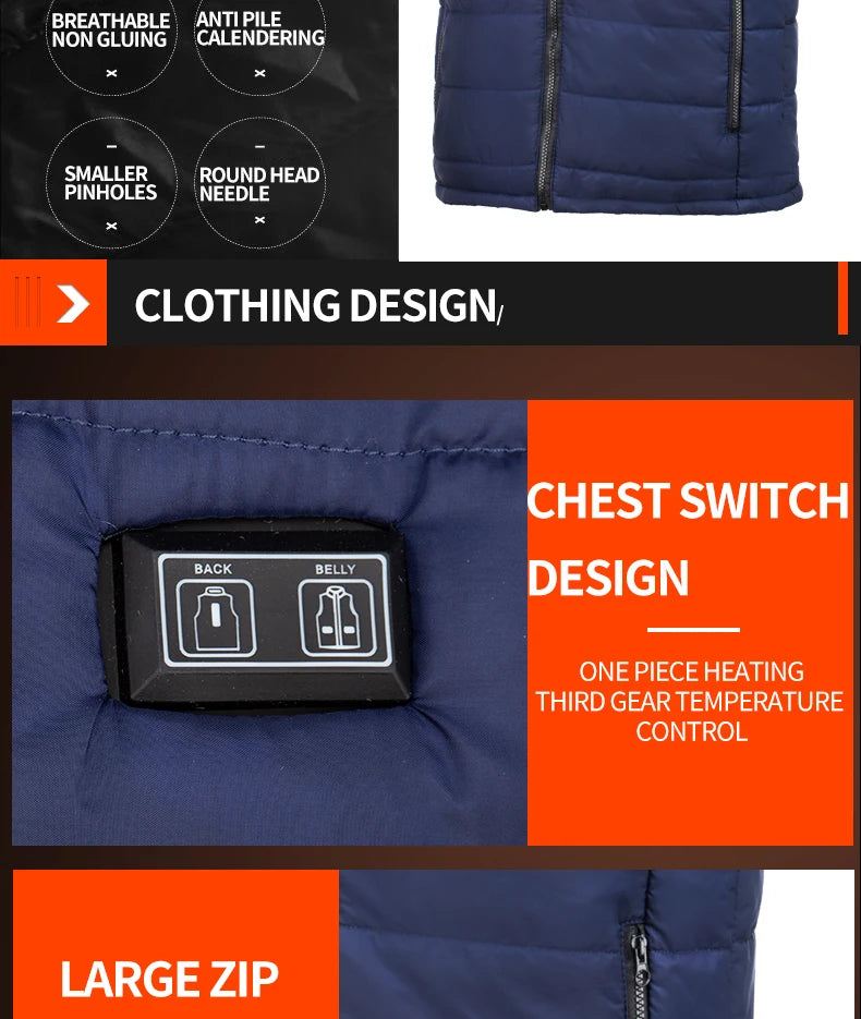 9-Zone Heated Jacket – USB Graphene Heating Coat for Men