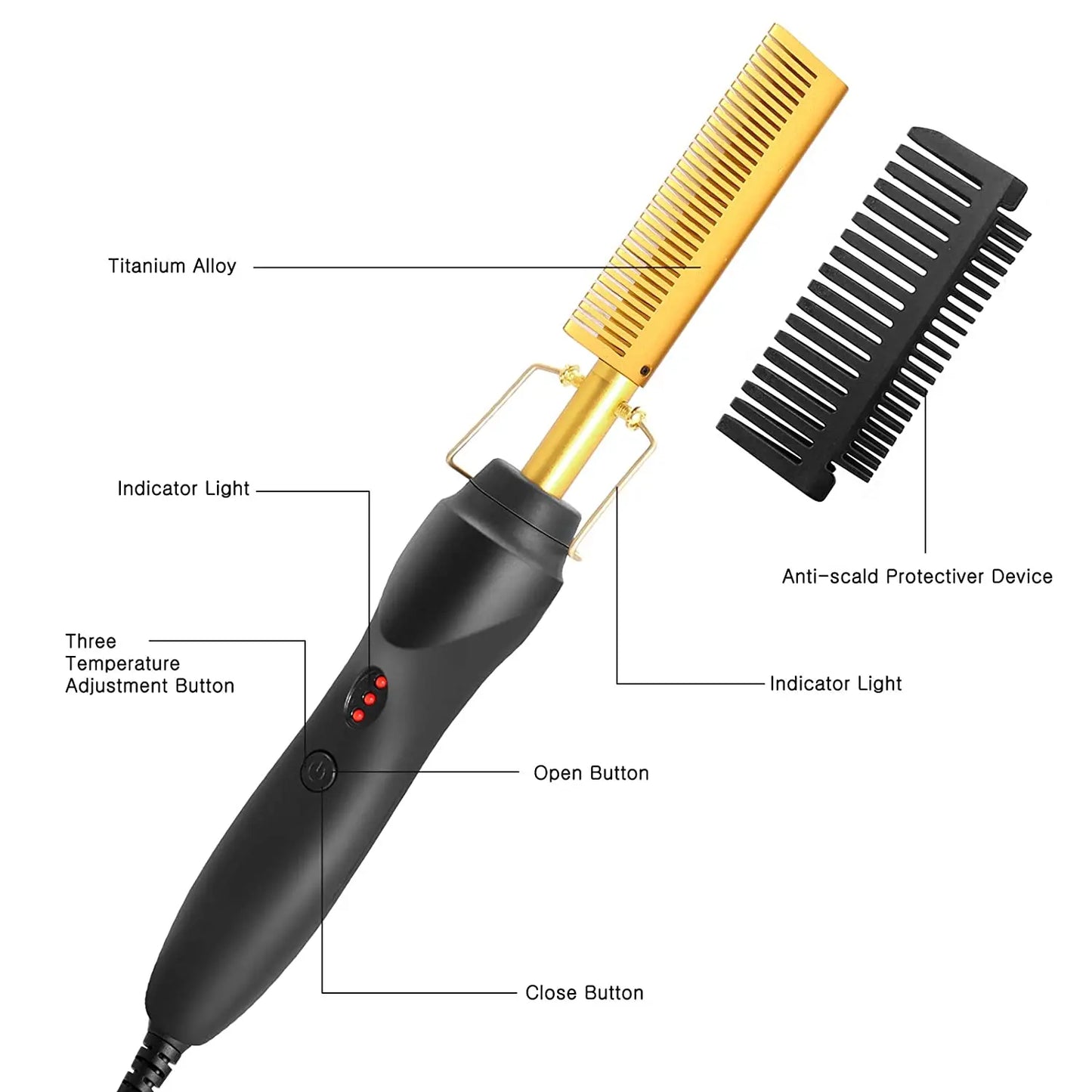 2 in1 Hot Comb Hair Straightener & Beard Press Comb