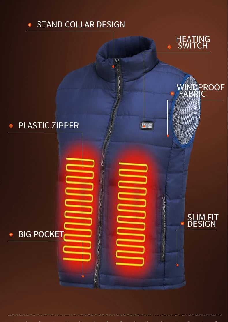 9-Zone Heated Jacket – USB Graphene Heating Coat for Men