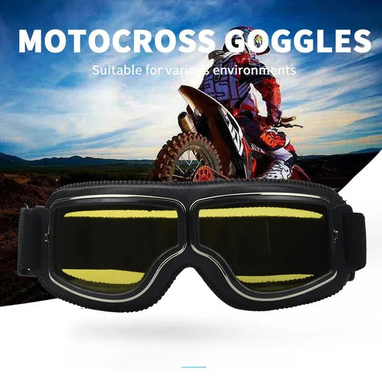 Retro Folding Motorcycle Goggles — Windproof Helmet Glasses
