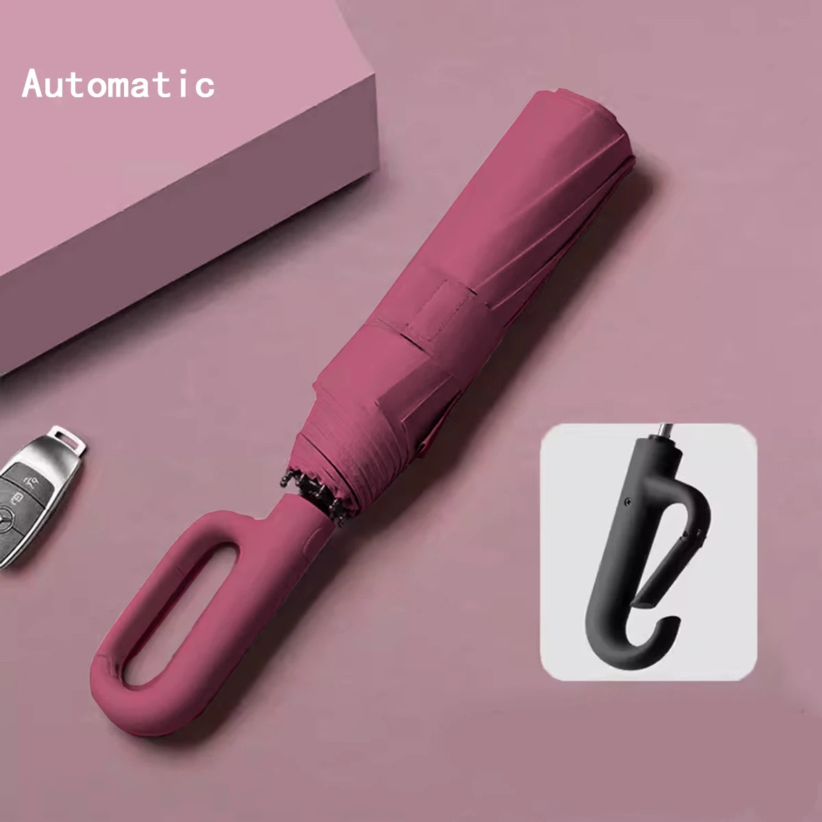 Compact Windproof Automatic Folding Umbrella – Double-Layer, One-Hand Open/Close
