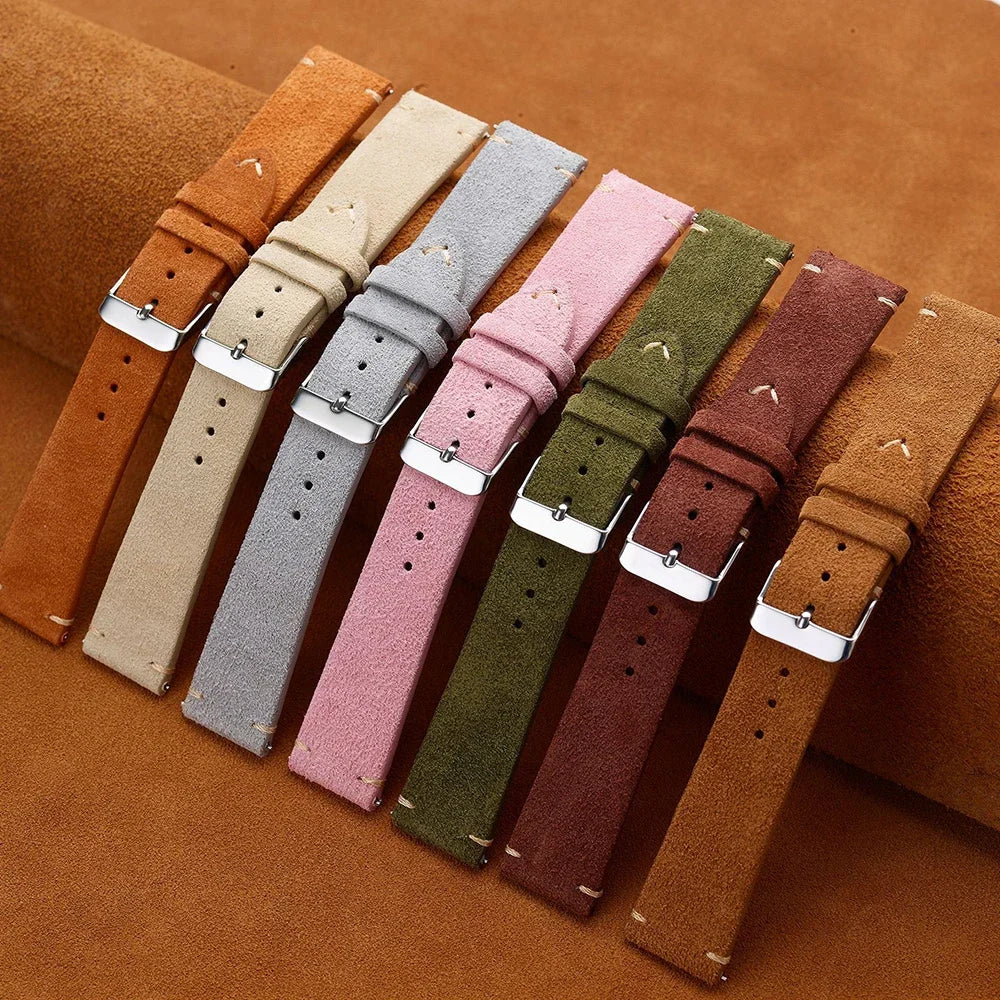 Unisex Quick-Release Suede Watch Strap – Brown Calfskin (14/16/18/20/22 mm)