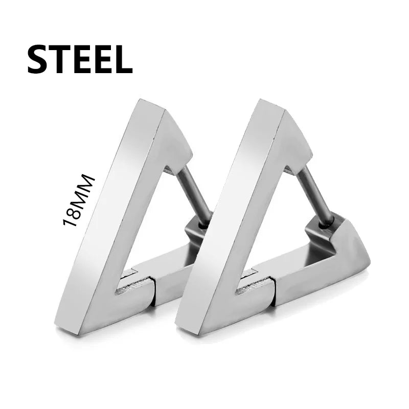 Punk Black Stainless Steel Stud Earrings – Unisex Set