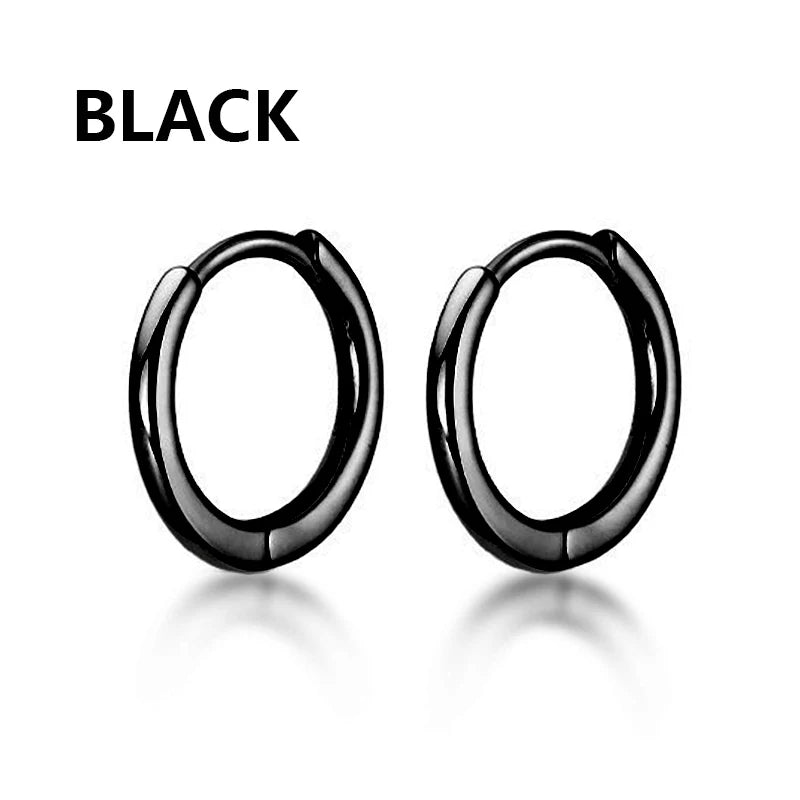 Punk Black Stainless Steel Stud Earrings – Unisex Set