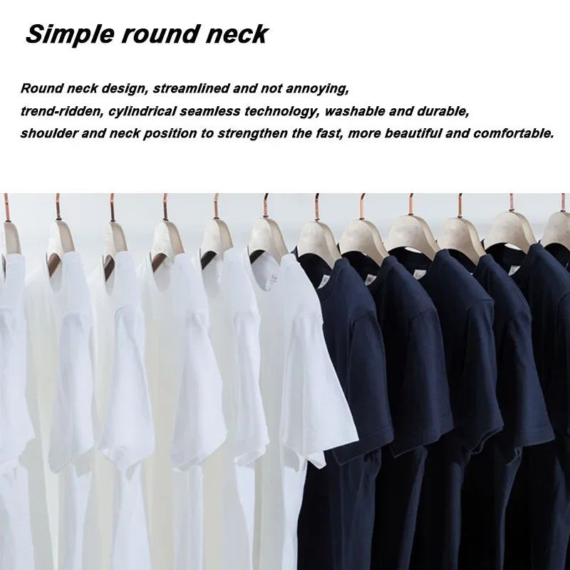 Combed Cotton Crewneck T-Shirt – Solid Color, Short Sleeve