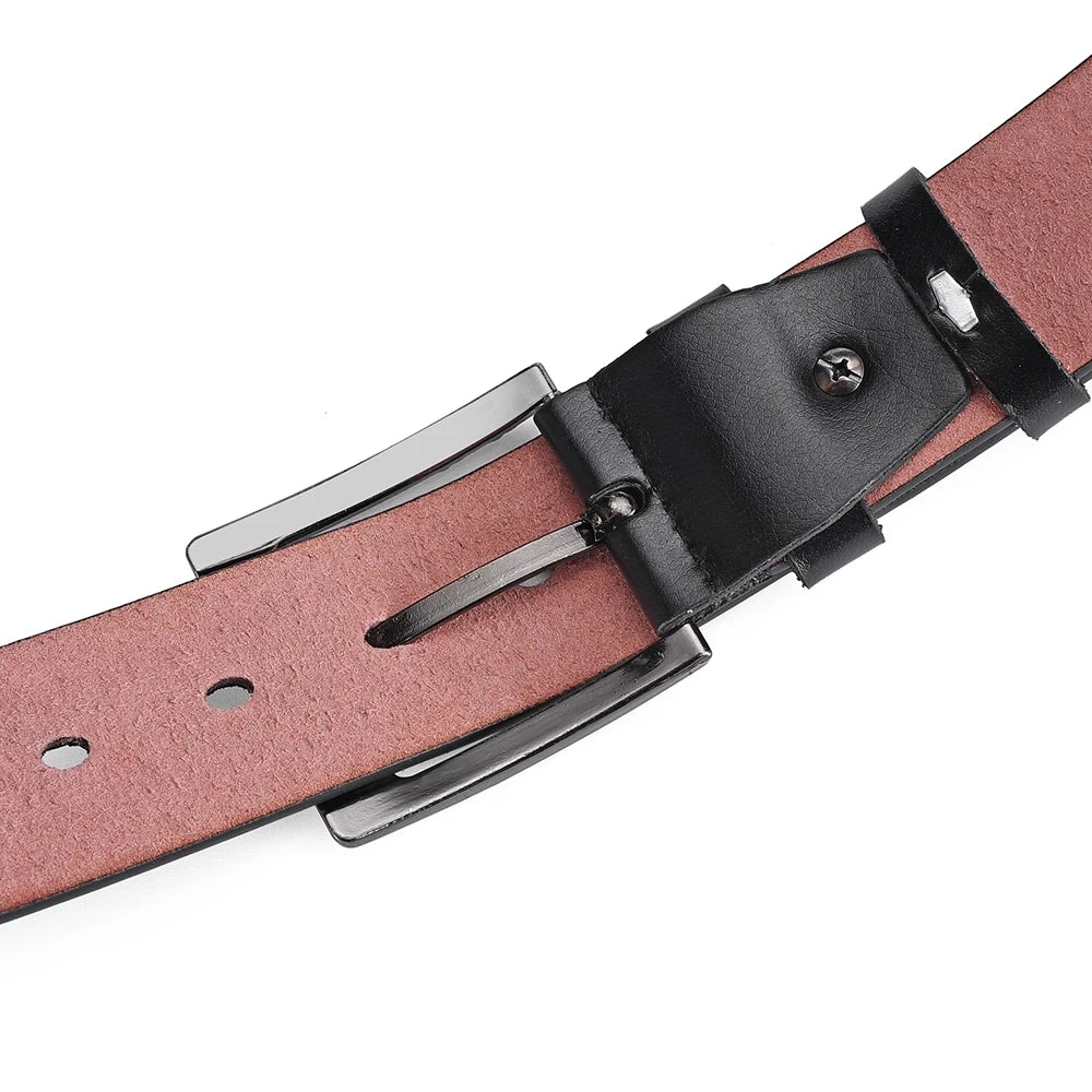 Men’s Genuine Leather Belt — Classic Buckle, Casual & Business