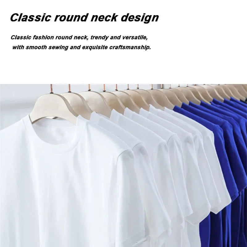 Combed Cotton Crewneck T-Shirt – Solid Color, Short Sleeve
