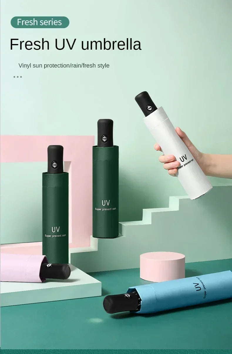 Mini Folding Automatic Umbrella – Windproof UV Protection, Portable for Men & Women