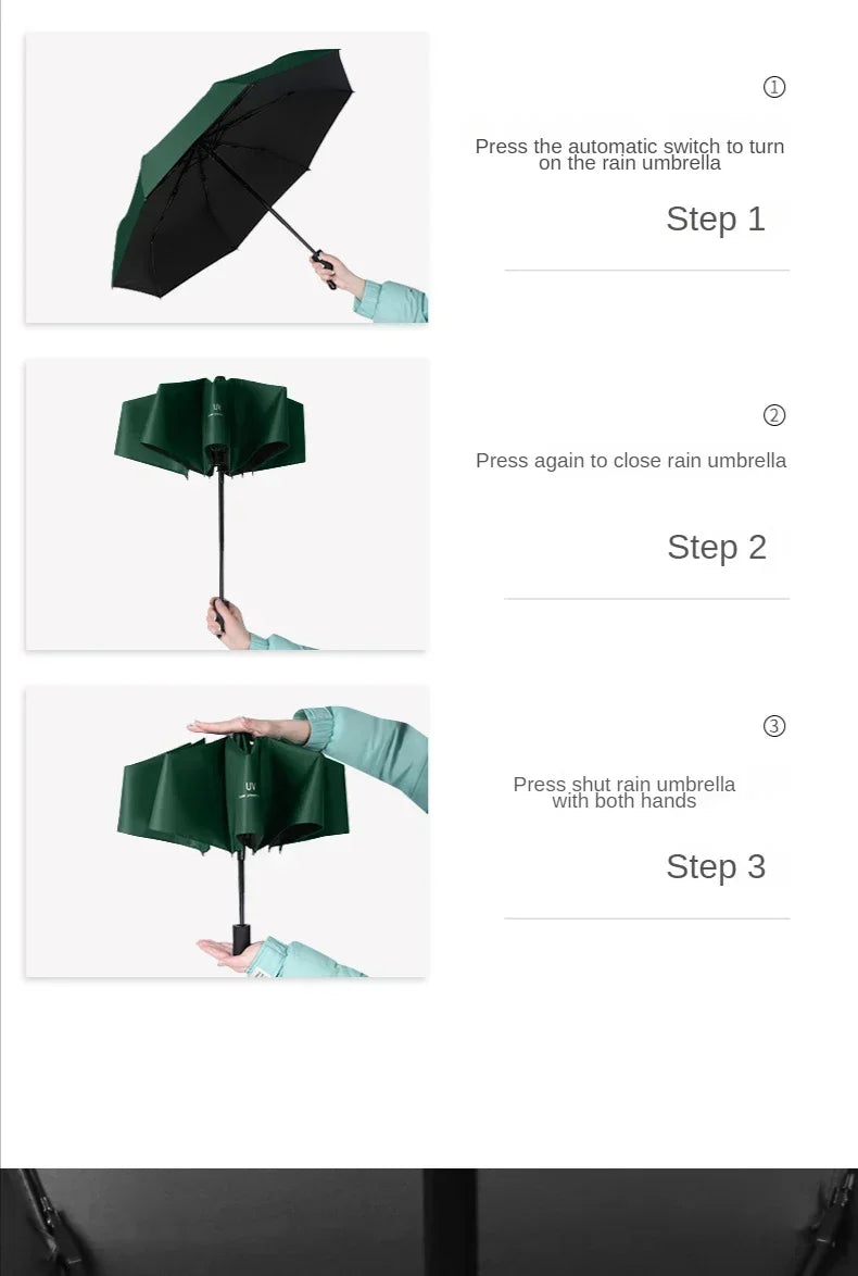 Mini Folding Automatic Umbrella – Windproof UV Protection, Portable for Men & Women