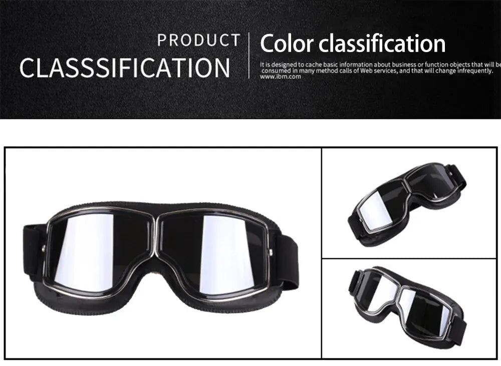 Retro Folding Motorcycle Goggles — Windproof Helmet Glasses