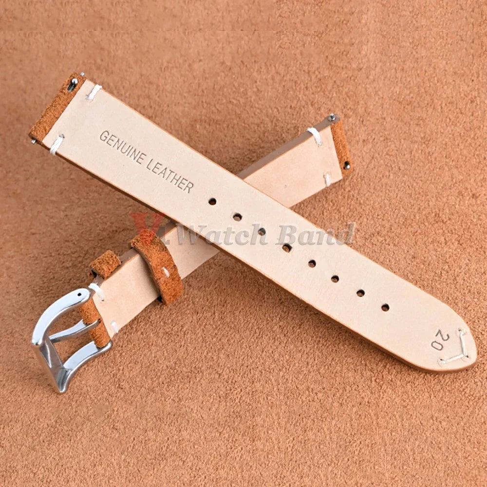 Unisex Quick-Release Suede Watch Strap – Brown Calfskin (14/16/18/20/22 mm)