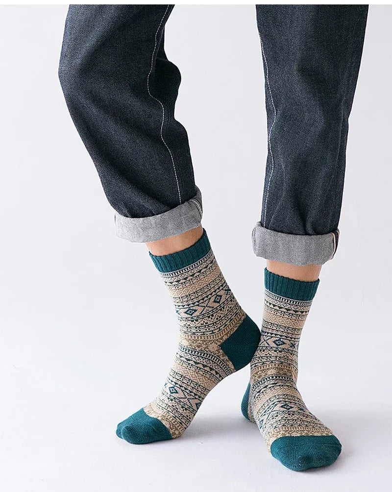 Men’s Thick Wool-Blend Winter Socks – Vintage Boot Socks (Double-Layer)