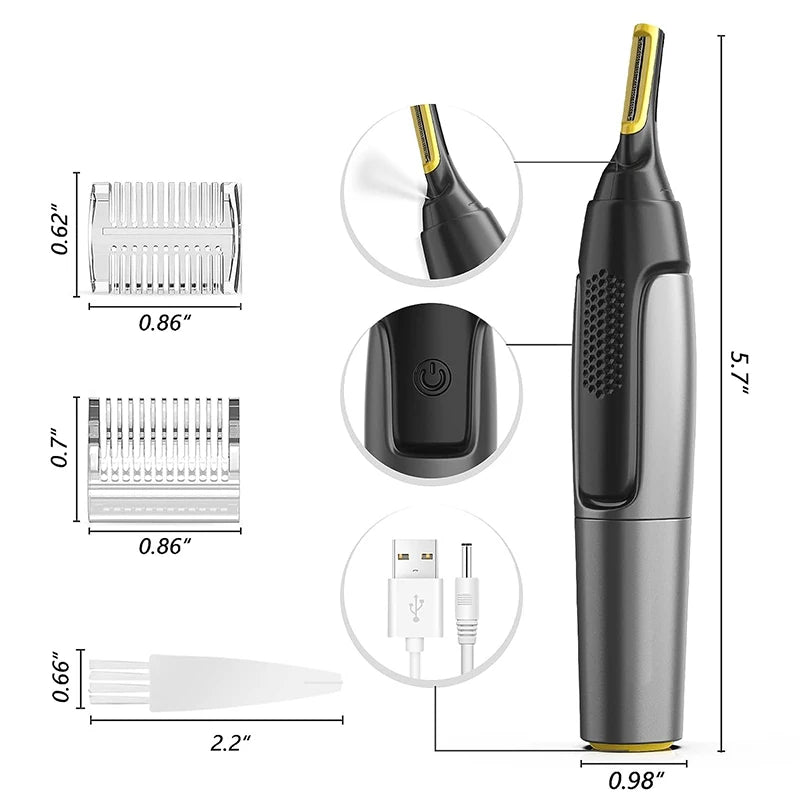 Electric Nose & Ear Hair Trimmer — Waterproof Portable Groomer